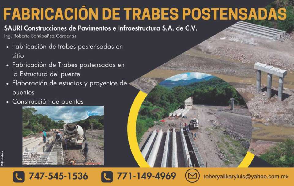 Manufacture of post-tensioned girders on site, in the bridge structure, preparation of studies and bridge projects, bridge construction Manufacture of post-tensioned girders on site, in the bridge structure, preparation of studies and bridge projects, bridge construction