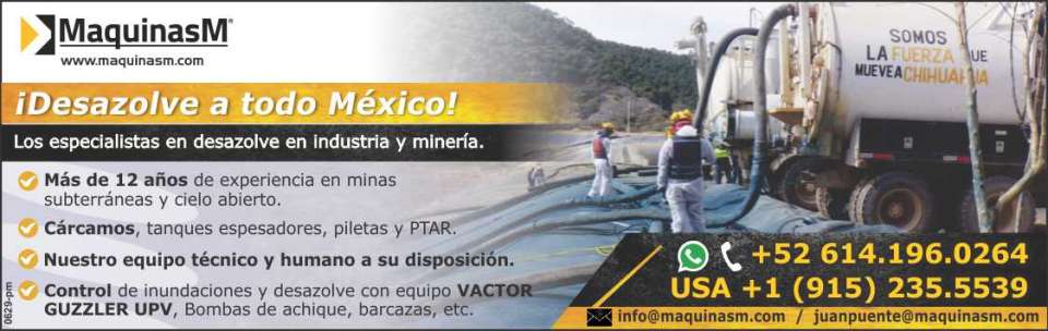 Los especialistas en desazolve en industria y mineria Mas de 12 años de experiencia en minas subterraneas y cielo abierto Carcamos, tanques espesadores, piletas y PTAR Equipo tecnico y humano