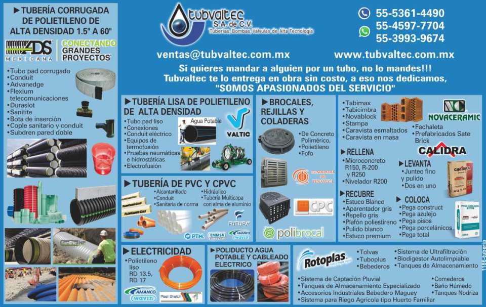 High Technology Pipes, Pumps, Valves. Smooth High Density Polyethylene Pipe. Corrugated High Density Polyethylene Pipe. Curbs, Grates and Drains. PVC and CPVC Pipe. High Technology Pipes, Pumps, Valves. Smooth High Density Polyethylene Pipe. Corrugated High Density Polyethylene Pipe. Curbs, Grates and Drains. PVC and CPVC Pipe.