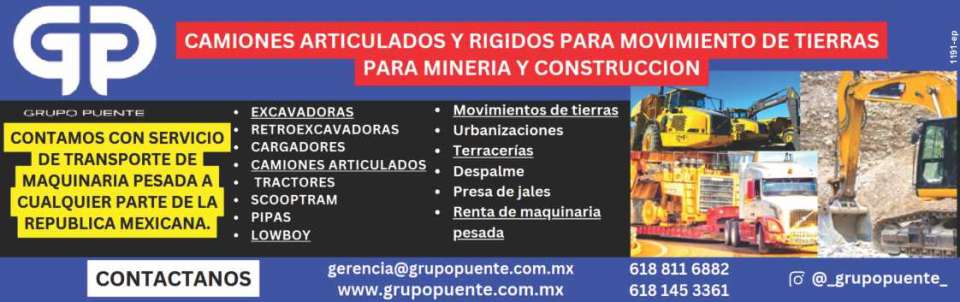 Articulated and rigid trucks for mining and construction, yucles for movement and hauling of land, we have the best equipment for construction and transfer. Articulated and rigid trucks for mining and construction, yucles for movement and hauling of land, we have the best equipment for construction and transfer.