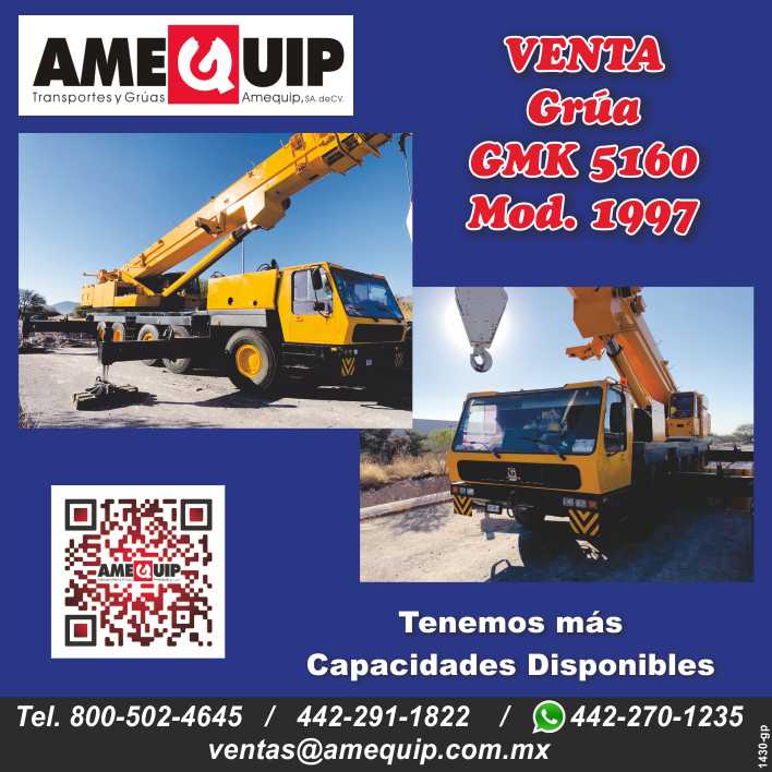 Sale and rental of cranes, all our equipment is certified by the rules of oshA We have our own financing, hydraulic cranes, industrial cranes, telescopic cranes, tower cranes, etc. Sale and rental of cranes, all our equipment is certified by the rules of oshA We have our own financing, hydraulic cranes, industrial cranes, telescopic cranes, tower cranes, etc.