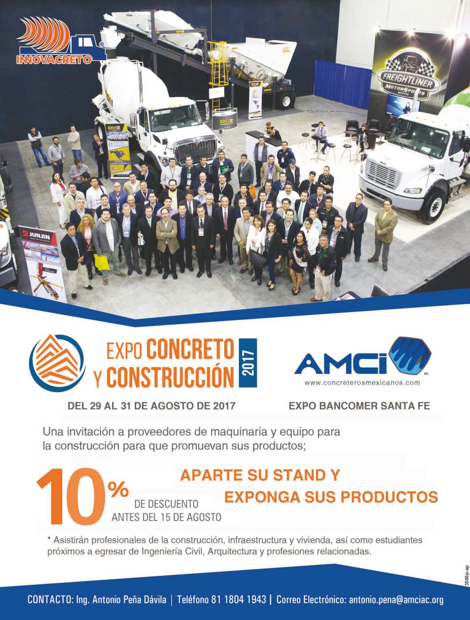 EXPO CONCRETO AMCI at Bancomer Santa Fe expo from August 29 to 31, 2017 CONGRESS AMCI EXPO CONCRETE ciudad de mexico EXPO CONCRETO AMCI at Bancomer Santa Fe expo from August 29 to 31, 2017 CONGRESS AMCI EXPO CONCRETE ciudad de mexico