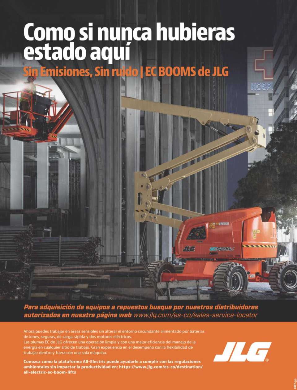 Emission-Free and Noise-Free JLG EC-BOOMS All-Electric Lifting Platforms Emission-Free and Noise-Free JLG EC-BOOMS All-Electric Lifting Platforms