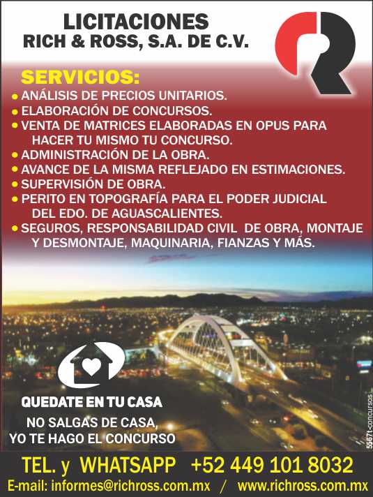 Analysis of unit prices, matrices elaborated in opus, elaboration of competitions, administration of the work, supervision of work, Analysis of unit prices, matrices elaborated in opus, elaboration of competitions, administration of the work, supervision of work,