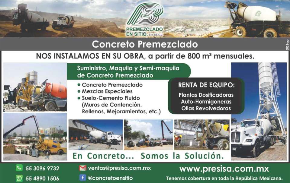 Supply, maquila and semi-maquila of ready-mix concrete. Income of dosing plants, auto-mixers, mixing pots. Supply, maquila and semi-maquila of ready-mix concrete. Income of dosing plants, auto-mixers, mixing pots.
