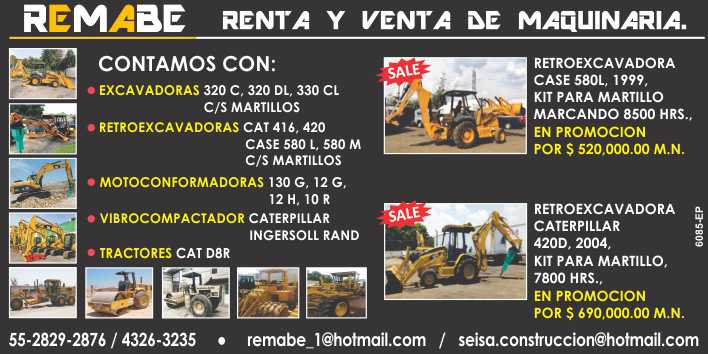 Rent, Sale, Heavy Equipment, Backhoes, Excavators, Motoconformadoras, Vibrocompactadores, Tractors, Construction Projects, civil work, earthworks, Urbanization, Building Rent, Sale, Heavy Equipment, Backhoes, Excavators, Motoconformadoras, Vibrocompactadores, Tractors, Construction Projects, civil work, earthworks, Urbanization, Building