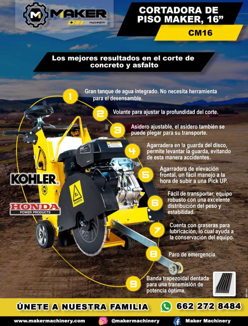 Floor Maker, 16 ", CM16, best results in concrete and asphalt cutting Floor Maker, 16 ", CM16, best results in concrete and asphalt cutting