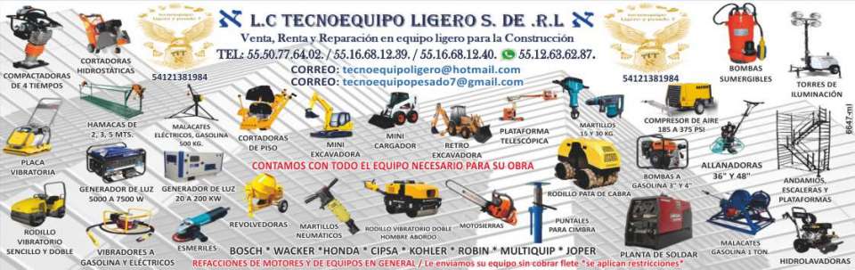 Generators, lighting towers, winches, vibrators, trowels, vibrating plates, floor mowers, scaffolding, ladders, platforms, hammocks, vibratory rollers, mixers Generators, lighting towers, winches, vibrators, trowels, vibrating plates, floor mowers, scaffolding, ladders, platforms, hammocks, vibratory rollers, mixers