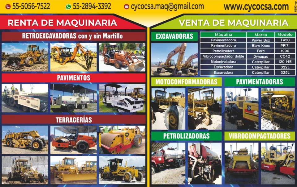 Rental of machinery, construction of dirt roads, hydraulic pavements, asphalt and civil works Rental of machinery, construction of dirt roads, hydraulic pavements, asphalt and civil works