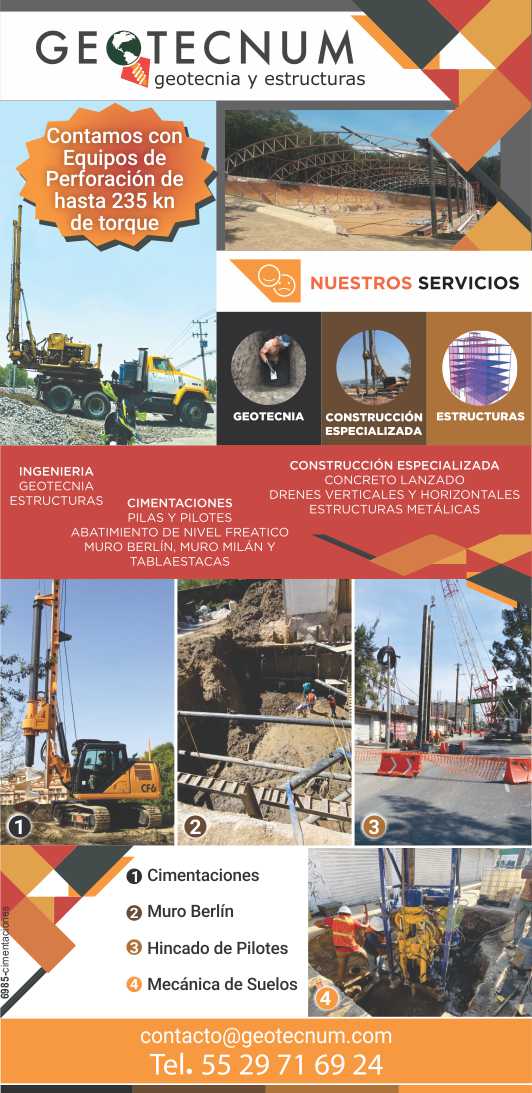 Consulting services and execution of geotechnical projects, structures, specialized construction, instrumentation. Consulting services and execution of geotechnical projects, structures, specialized construction, instrumentation.
