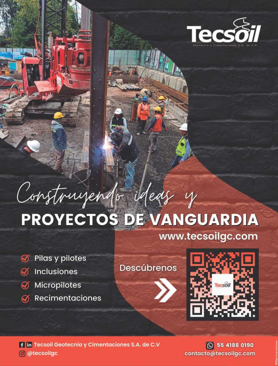 Phreatic Surface Control, Anchoring, Foundations, Concrete Spraying, Pile Foundations, Grouting, Soil Mechanics, Micropiles, Foundations Walls, Retaining Wall, Rental Equipment. Phreatic Surface Control, Anchoring, Foundations, Concrete Spraying, Pile Foundations, Grouting, Soil Mechanics, Micropiles, Foundations Walls, Retaining Wall, Rental Equipment.