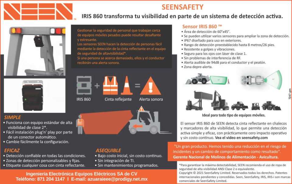 IRIS 860 sensor detects people, by detecting the Reflective Tape on the High Visibility Safety Equipment. If someone gets too close, they will receive an audible alert. Seensafety. IRIS 860 sensor detects people, by detecting the Reflective Tape on the High Visibility Safety Equipment. If someone gets too close, they will receive an audible alert. Seensafety.