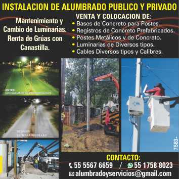 Installation of Public and Private Lighting, maintenance and change of lighting Installation of Public and Private Lighting, maintenance and change of lighting