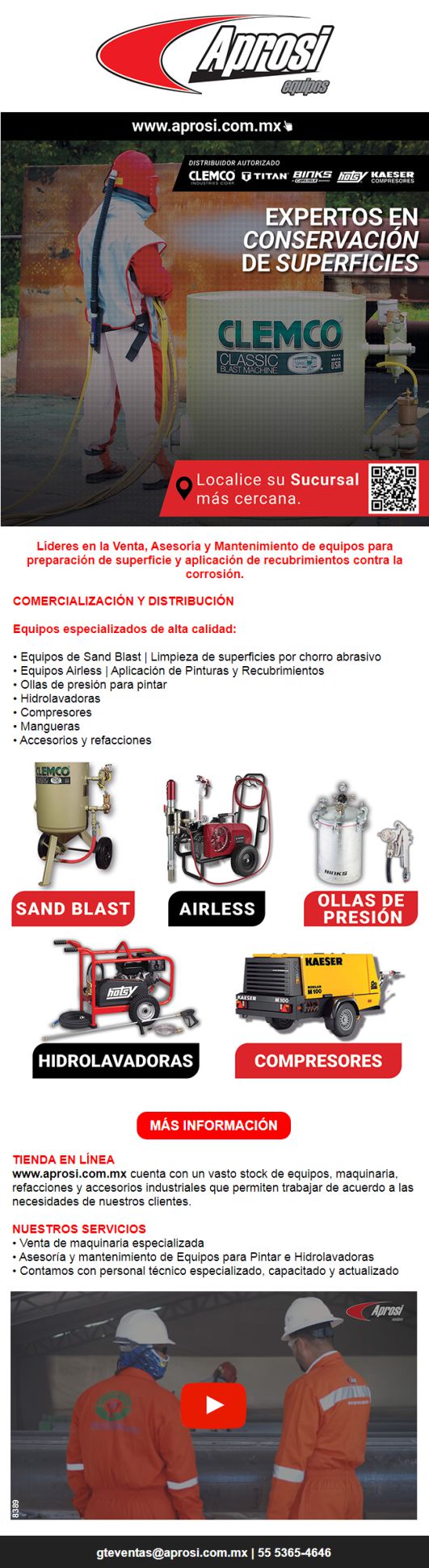Leaders in the Sale, Consulting and Maintenance of equipment for surface preparation and application of anti-corrosion coatings. - -Sand-Blast. -Airless -Pressure washers -Compressors Leaders in the Sale, Consulting and Maintenance of equipment for surface preparation and application of anti-corrosion coatings. - -Sand-Blast. -Airless -Pressure washers -Compressors