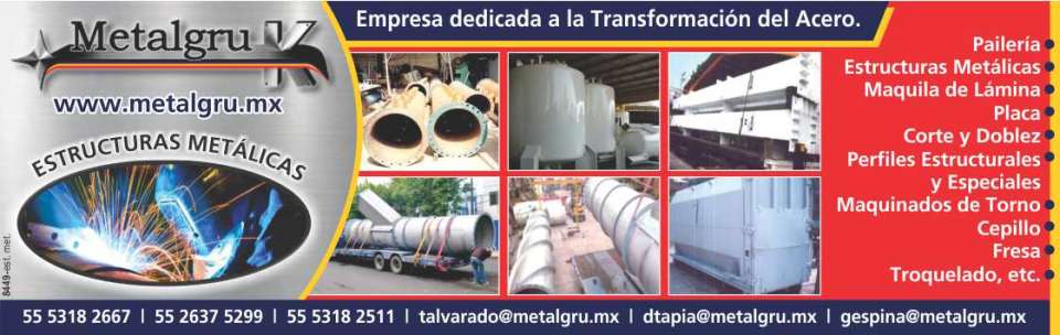 Metal Structures *Paileria *Sheet Maquila *Plate *Cutting and Bending *Structural and special profiles *Lathe machining *Brush *Cutting mill *Die-cutting Metal Structures *Paileria *Sheet Maquila *Plate *Cutting and Bending *Structural and special profiles *Lathe machining *Brush *Cutting mill *Die-cutting