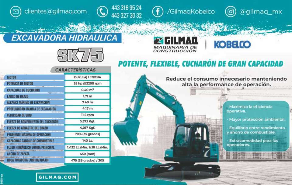 Excavadora Hidraulica SK75, Potente, Flexible, Cucharon de gran Capacidad. Reduce el consumo innecesario manteniendo alta la performance de operacion. Excavadora Hidraulica SK75, Potente, Flexible, Cucharon de gran Capacidad. Reduce el consumo innecesario manteniendo alta la performance de operacion.