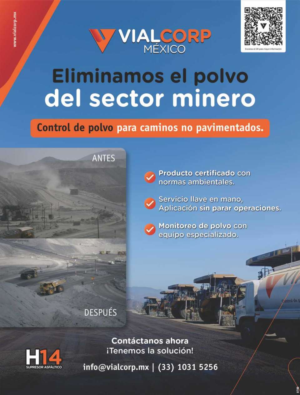 Dust Control Systems for Roads. Product Certified with Environmental Standards. Turnkey Service, Application without Stopping Operations. H14 Asphalt Suppressor. Dust Control Systems for Roads. Product Certified with Environmental Standards. Turnkey Service, Application without Stopping Operations. H14 Asphalt Suppressor.