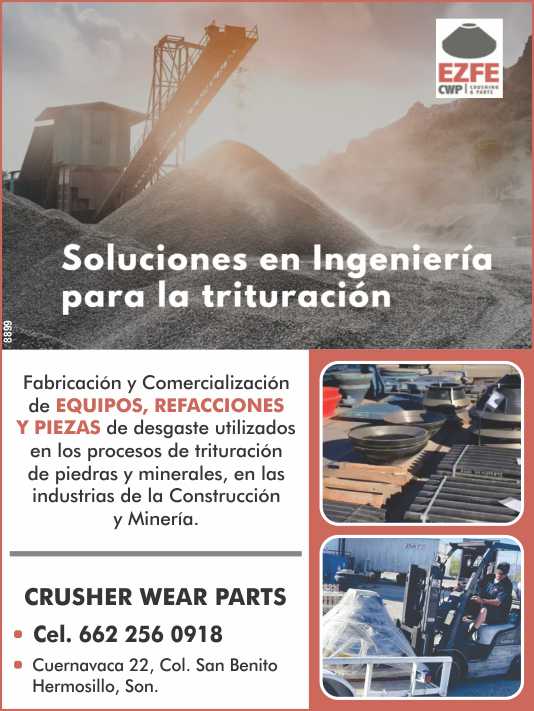 Manufacturing and marketing of equipment, spare parts and wear parts used in stone and mineral crushing processes in the construction and mining industries Manufacturing and marketing of equipment, spare parts and wear parts used in stone and mineral crushing processes in the construction and mining industries